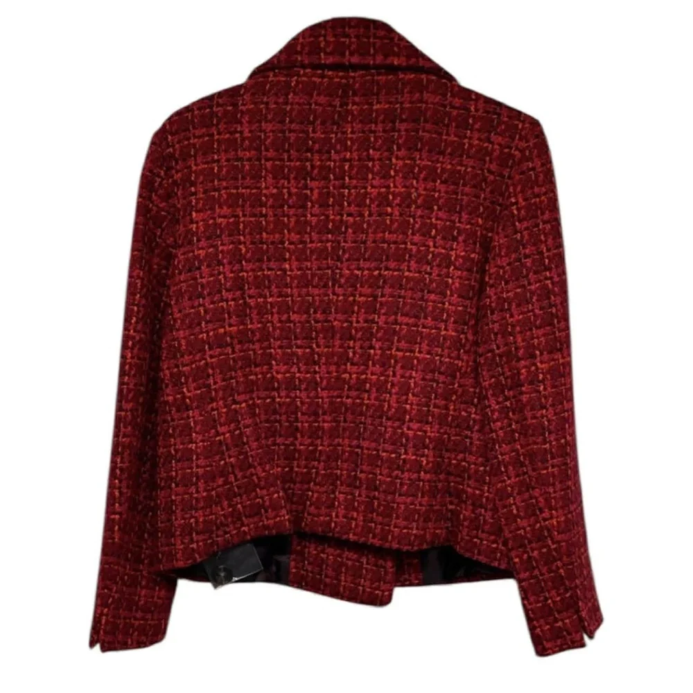 NEW! TALBOTS Women’s Red Printed Long Sleeve Blazer – Size 12P - Picture 2 of 6